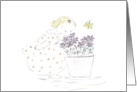 Girl smelling flowers, Thank you card