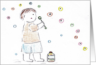 Boy Blowing Birthday Bubbles card