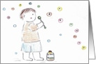 Boy Blowing Birthday Bubbles card