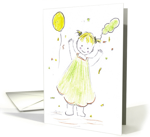 Girl Celebrates Holding Balloon-invitation card (655313)