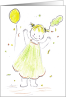 Girl Celebrates Holding Balloon-invitation card