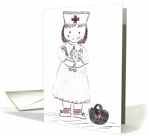 Nurse and Kitten--Get Well card (657553)