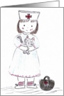Nurse and Kitten--Get Well card