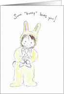 Girl Holding Bunny--Encouragement card
