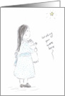 Girl holding Doll and Wishing on Star-missing you card