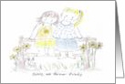 Two Sisters Sitting on Fence Hugging-Thinking of You card