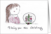 Missing You At Christmas, Girl Looking into Snow Globe card