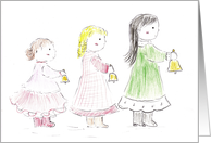 Girls Ringing Bells for Christmas Birthday card