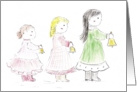 Girls Ringing Bells for Christmas Birthday card