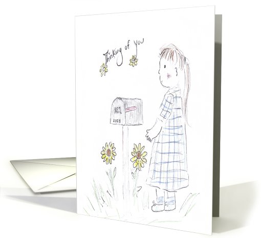 Girl Waiting by Mailbox-Thinking of You card (751847)