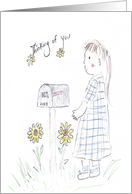 Girl Waiting by Mailbox-Thinking of You card