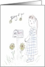 Girl Waiting by Mailbox-Thinking of You card