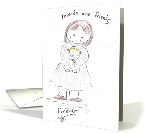 Girl Hugging Doll--Friendship card (752656)