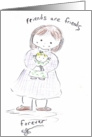 Girl Hugging Doll--Friendship card