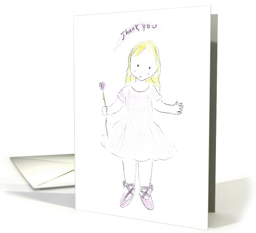 Ballerina Girl with rose--Thanks card (761167)
