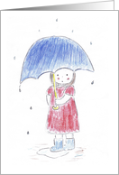 Girl Holding Umbrella in the Rain-Encouragement card