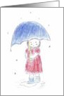 Girl Holding Umbrella in the Rain-Encouragement card