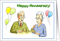 Happy Anniversary, elderly couple card