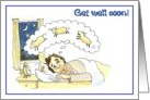 Get well soon, man in bed counting sheep! card