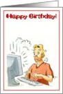 Happy Birthday - computer worker card