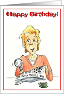 Happy Birthday - crossword lady card