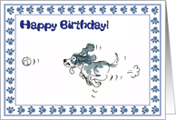 Happy Birthday - spaniel dog chasing card