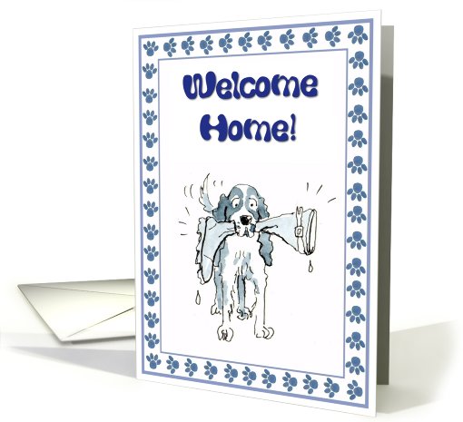 Welcome Home - cute spaniel dog card (659708)