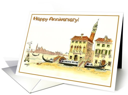 Happy Anniversary - greeting card with Venice scene card (661507)