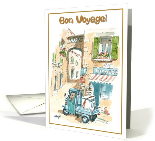 Bon Voyage - removals van outside tobacco shop card (661531)