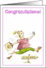 Congratulations - lady running to the shops card