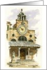 Watercolor painting of Rialto Clock, Venice card