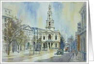 Watercolor painting of The Strand, London. card