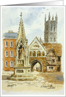 Watercolor painting Gloucester cathedral card