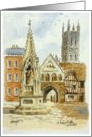 Watercolor painting Gloucester cathedral card