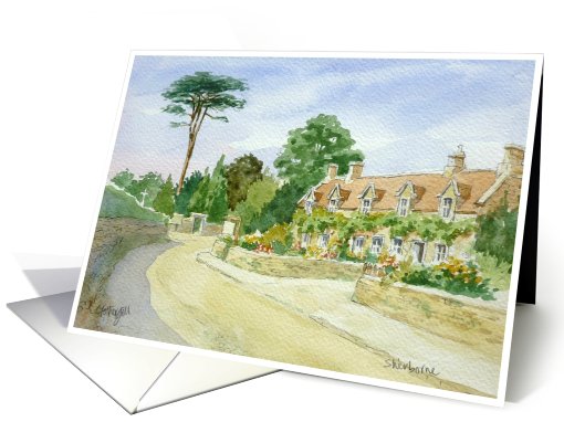 Watercolor painting  - Cotswolds, Sherborne, Glos. card (663672)