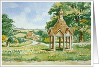 Watercolor painting - Cotswolds, Farmington Pump, Glos. card