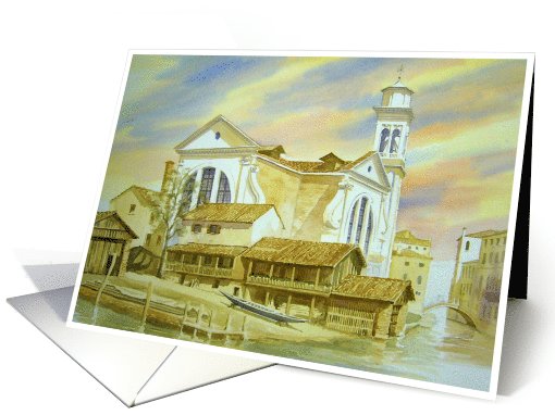 Watercolor painting  - Venetian boatyard card (663676)