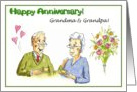 Happy anniversary - grandma and grandpa, older couple illustration card