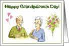 Happy grandparents day - older couple drinking tea card