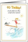 40 today - woman on surfboard on wave card