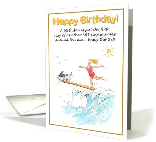 Happy birthday - keeping on the crest of a wave card (672496)