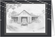 Grandpa’s barn, illustration, blank card