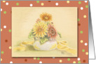 gerbera daisies & silver bowl card