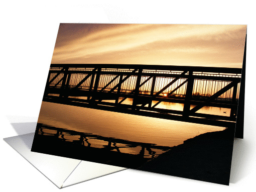 sunset bridge over water card (658295)