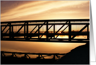 sunset bridge over water card