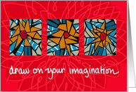 draw on your imagination, colorful mosaic card