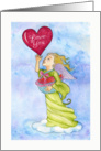 Valentine Cupid with Basket of Hearts for Parents card