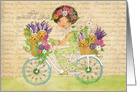 Mom & Dad Easter Wishes Bicycle with Flowers and Lab Puppies card