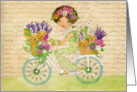 Easter Wishes Bicycle with Flowers and Lab Puppies card