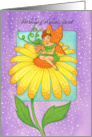 Birthday Wishes Sister Flower Fairy on Bright Yellow Flower card